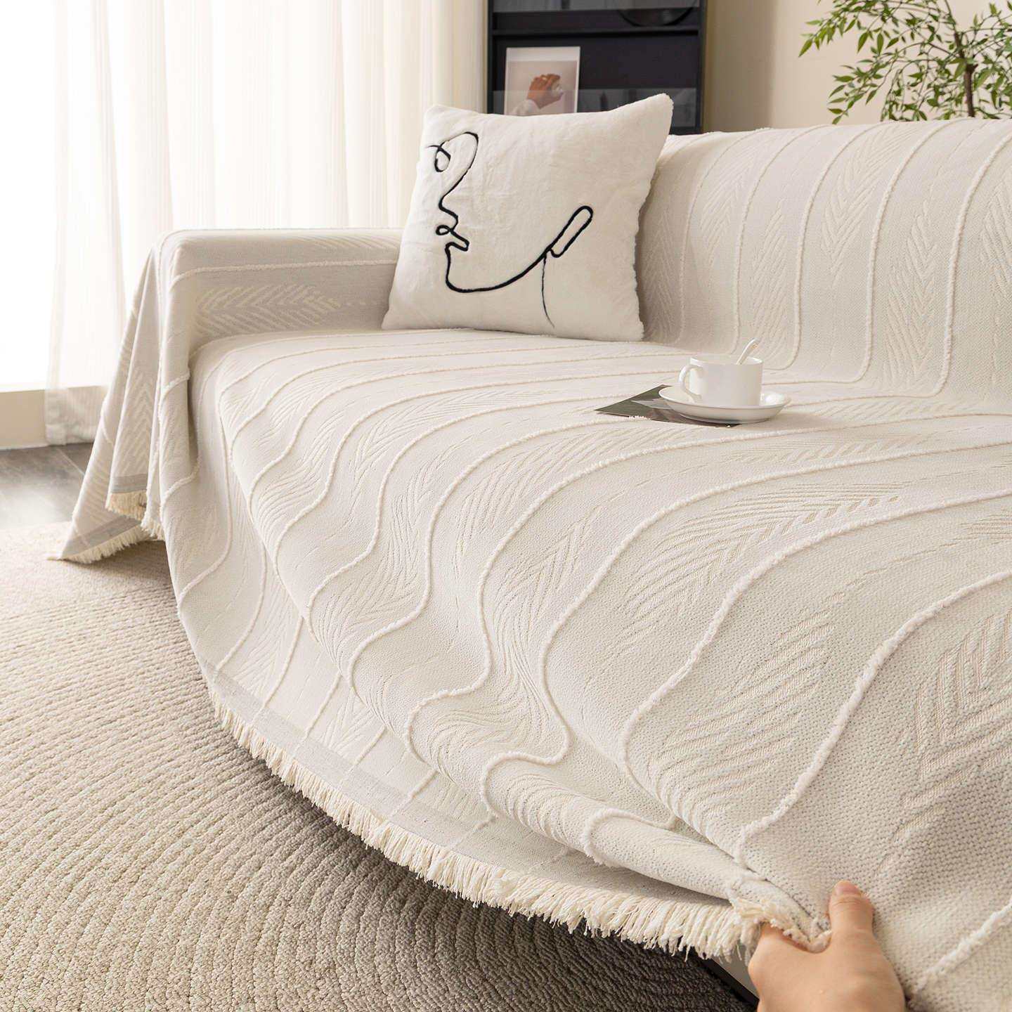 飞阳沙发盖布沙发巾雪尼尔沙发盖巾现代简约高级感新款加厚沙发套