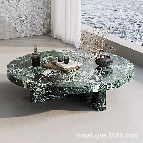 意式高级感大理石台面天然石材面茶几简约大理石茶几厂家直销