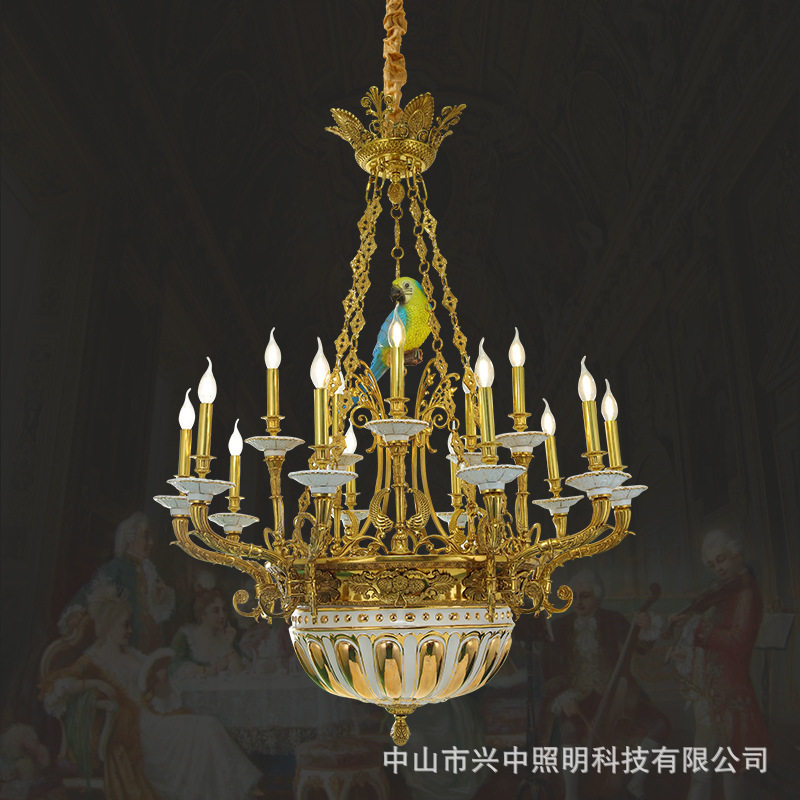 法式全铜客厅吊灯个性卧室餐厅铜灯奢华大气新古典创意别墅大厅灯