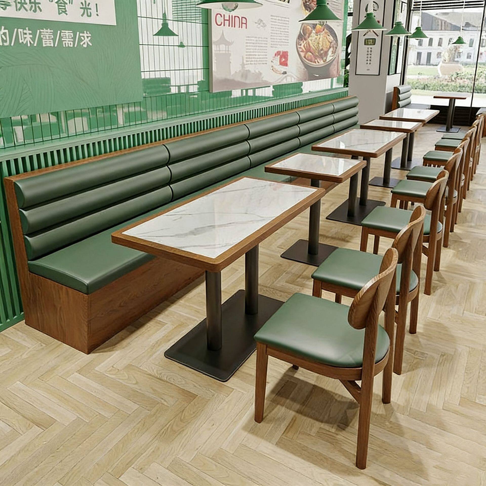 靠墙主题西餐厅卡座沙发东南亚餐厅茶楼火锅店餐饮店商用桌椅组合