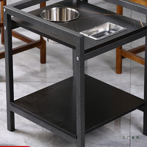麻将机专用钢木茶几棋牌室麻将馆烟灰缸茶水架茶楼家用双层小边几