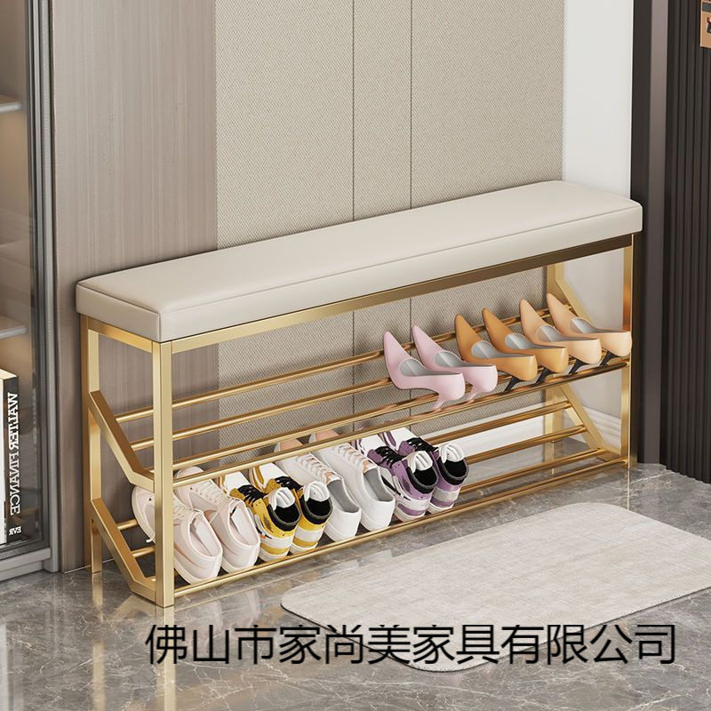 入户门铁艺软包换鞋凳带鞋架