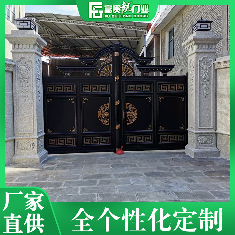 厂家直销铝合金自动大门车库门欧式别墅庭院铝艺大门小区花园大门