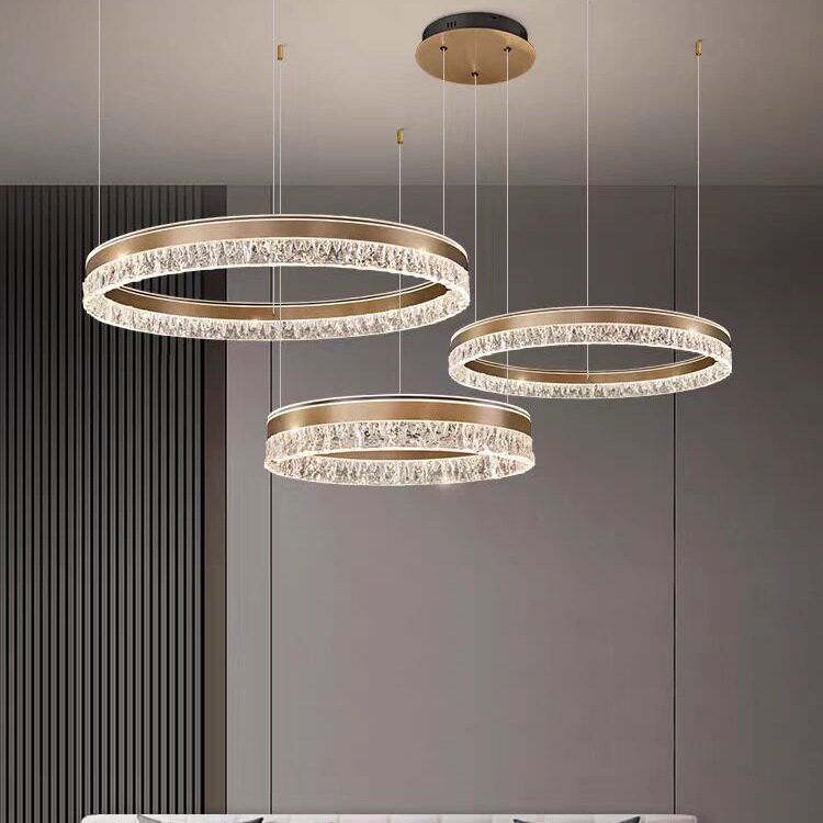 轻奢环形吊灯水波纹客厅灯铝材餐厅简约时尚圈圈灯厂家直供智能