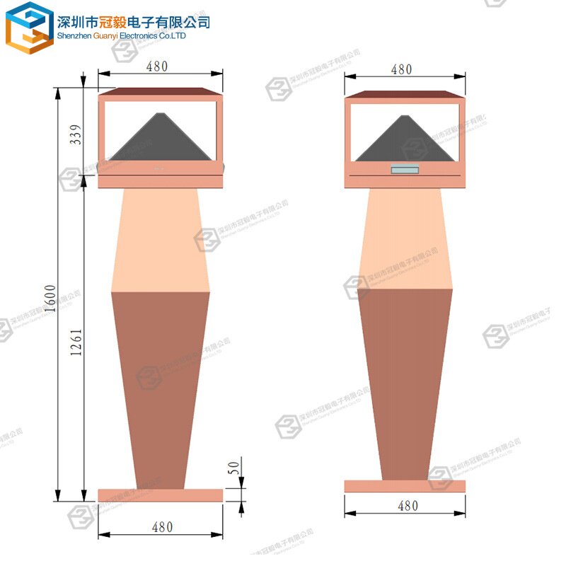 立体投影3d全息19寸360度全息展示柜厂家批发3D产品立体展示柜