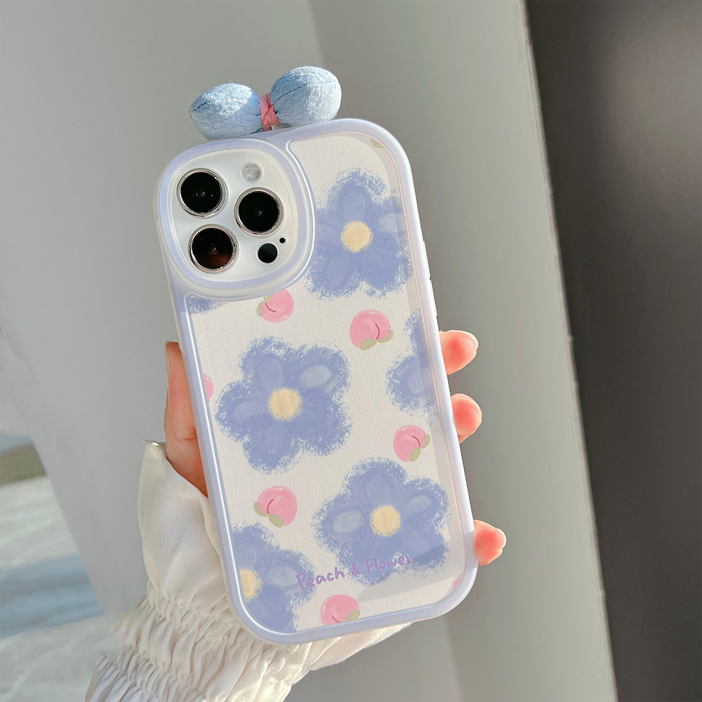 蝴蝶结16适用iphone15promax苹果手机壳14女款11布艺Xs男女13硅胶