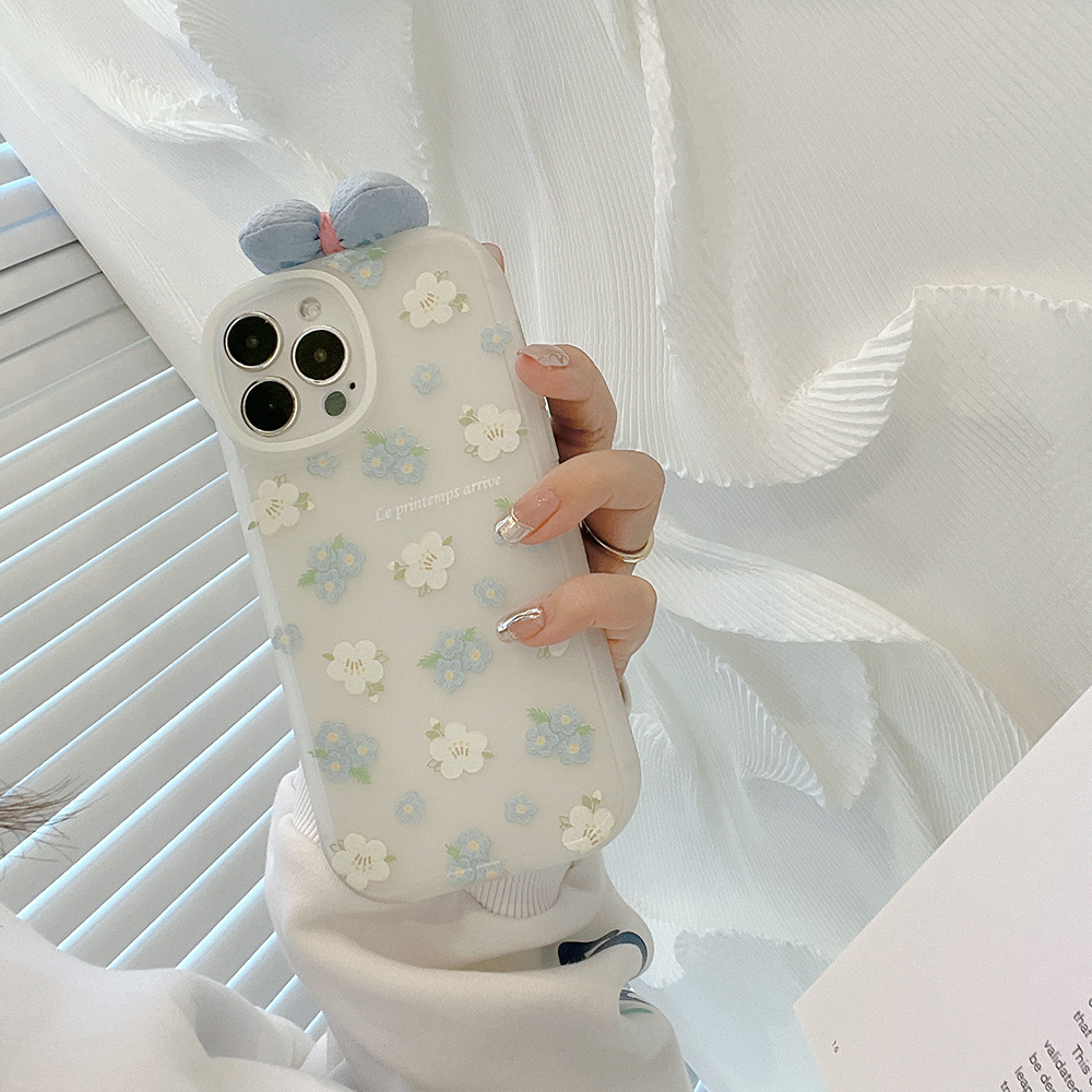 小清新花朵14适用iphone16pro max苹果手机壳15蝴蝶结X/XR套13/12