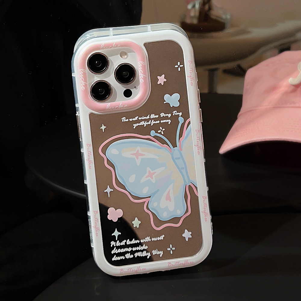 镜面ins蝴蝶iphone15pro max手机壳苹果16适用11手链13清新12防摔