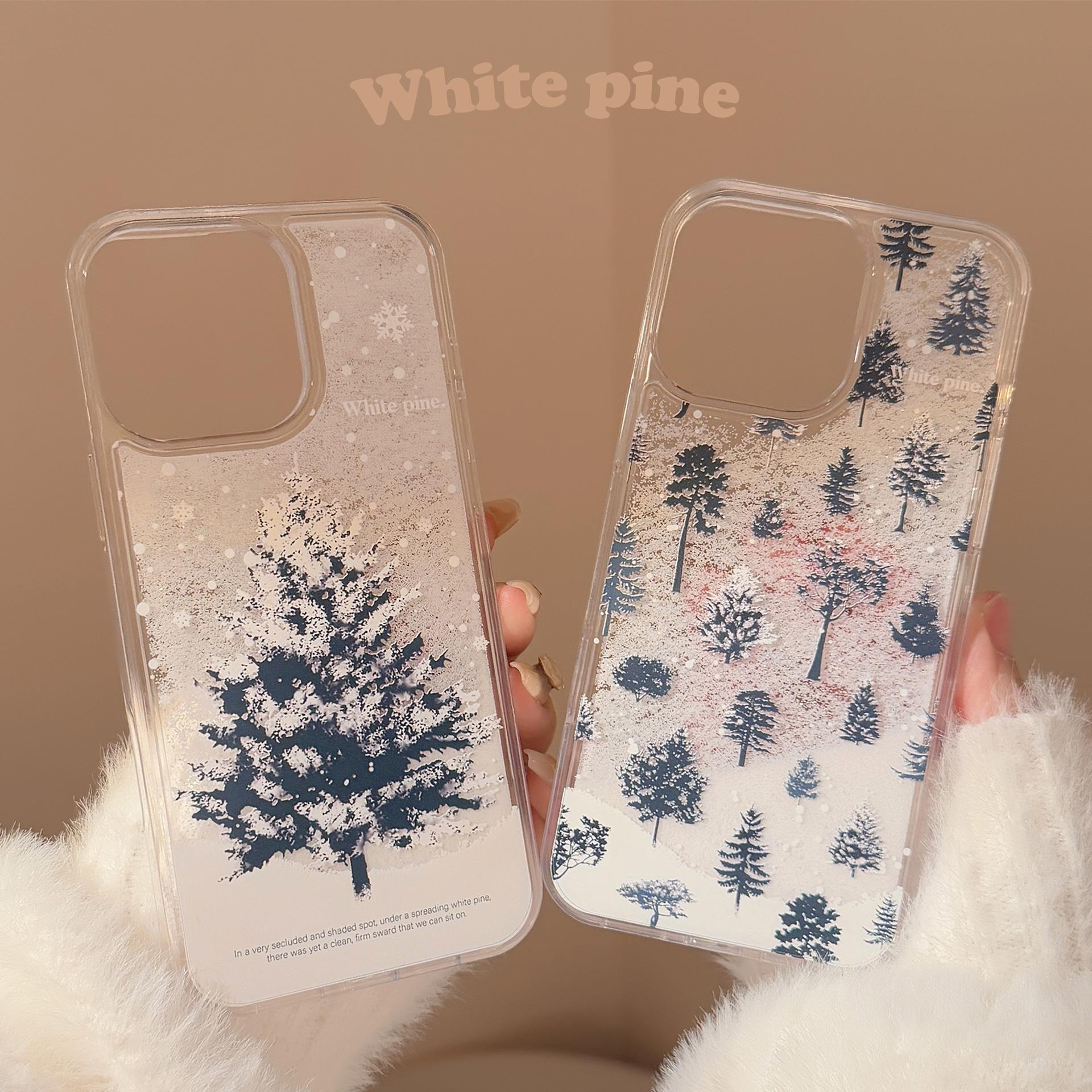 雪山雾凇适用16苹果15pro max手机壳iphone14流沙ins冬日氛围13硬