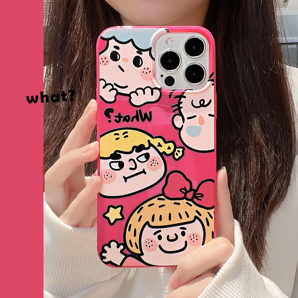 丑萌涂鸦头像适用iPhone13卡通15proMax苹果16手机壳14男女XR软套