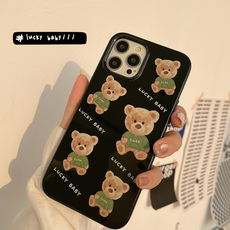 潮牌风卡通16适用iPhone15苹果12promax手机壳13亮面xr硅胶11软套