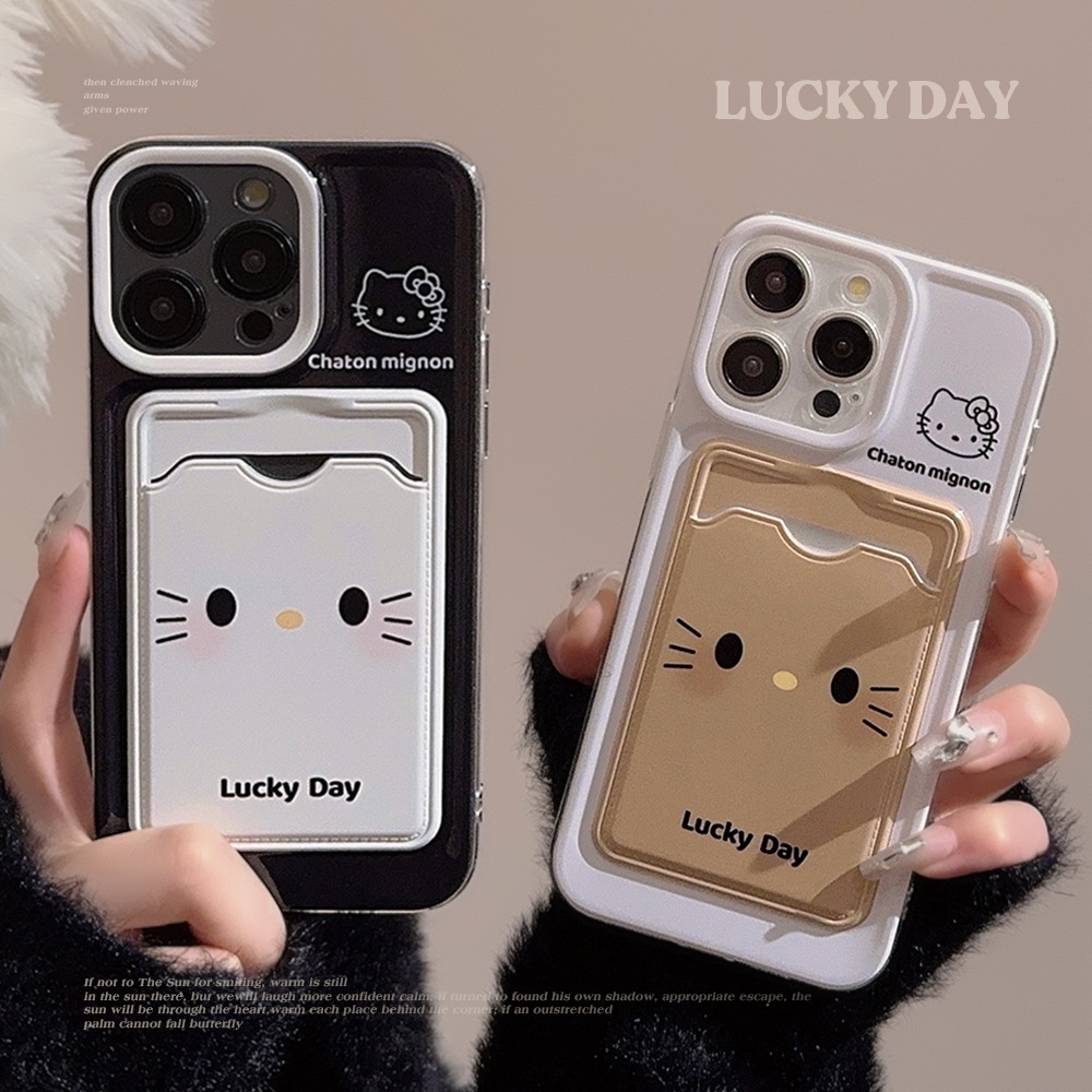 可爱猫咪卡包苹果15promax手机壳iphone14全包16软套13甜酷卡通12