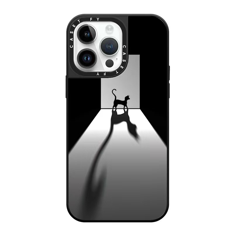 猫咪影子适用苹果iPhone16ProMax手机壳13潮牌12/14镜面15plus套