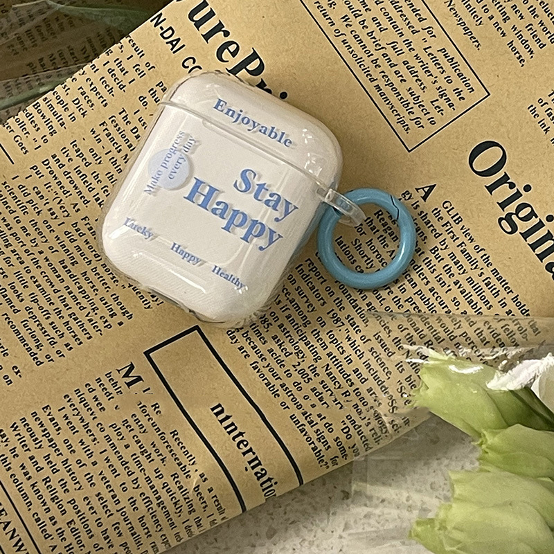 清新英文airpods苹果蓝牙无线耳机套3挂环适用透明airpods2保护套