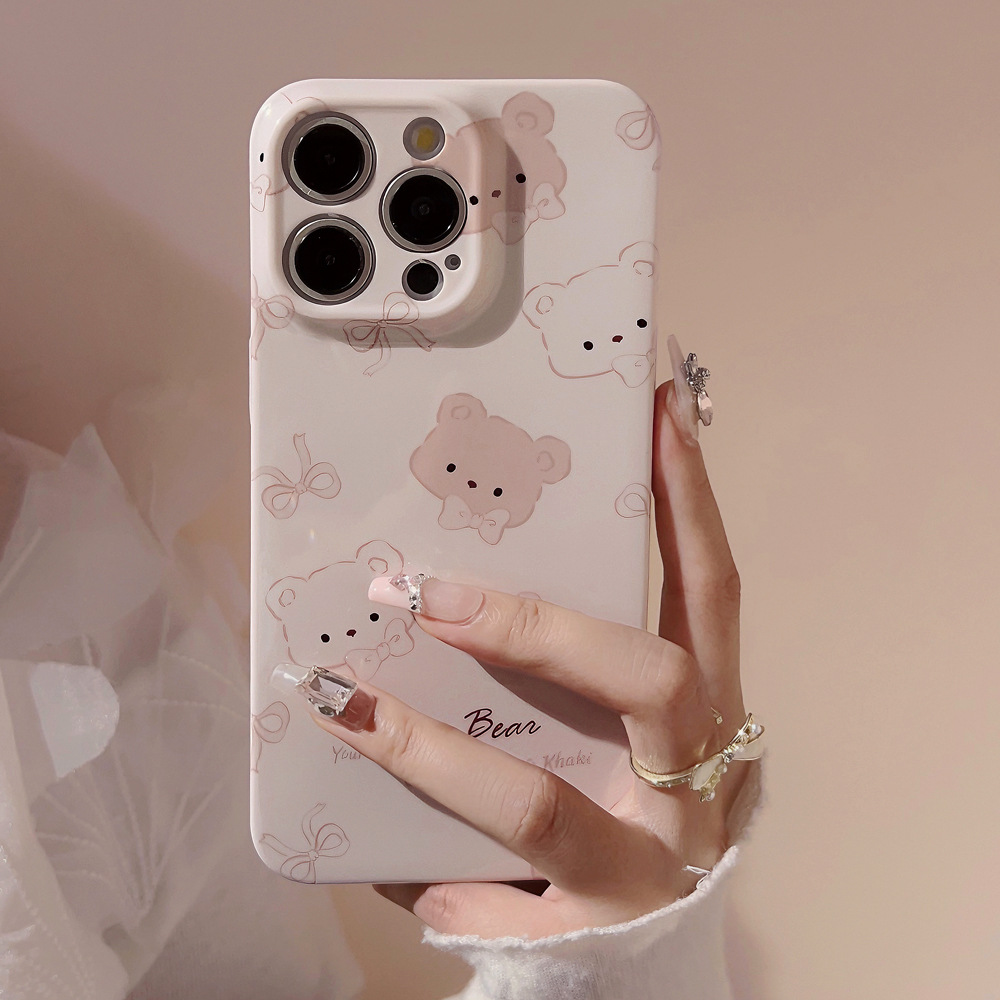 菲林ins蝴蝶结小熊适用iPhone15苹果16手机壳14Pro Max软12全包13