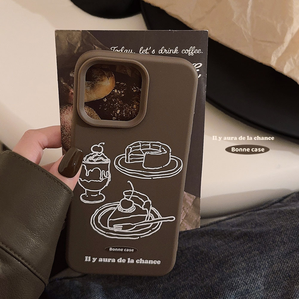 手绘甜品插画iphone16手机壳苹果15硅胶14promax适用13软12高级感