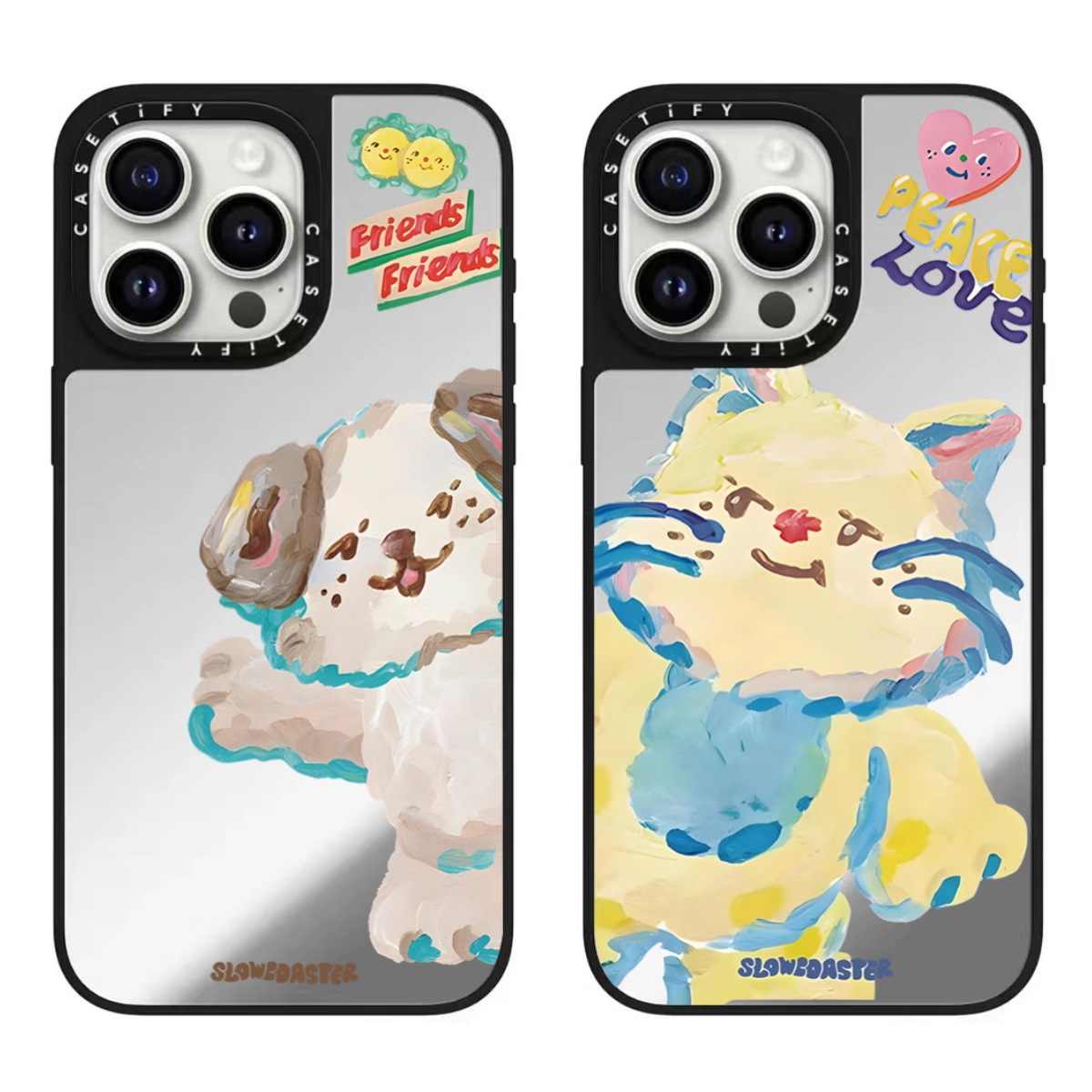【官方正品】CASETiFY 镜面新款狗狗 猫猫联名艺术家卡通可爱苹果15pro保护套适用