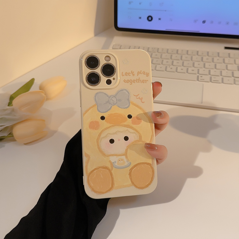 奶黄鸭13手机壳苹果15promax原创11适用iphone14硅胶12软壳16pro