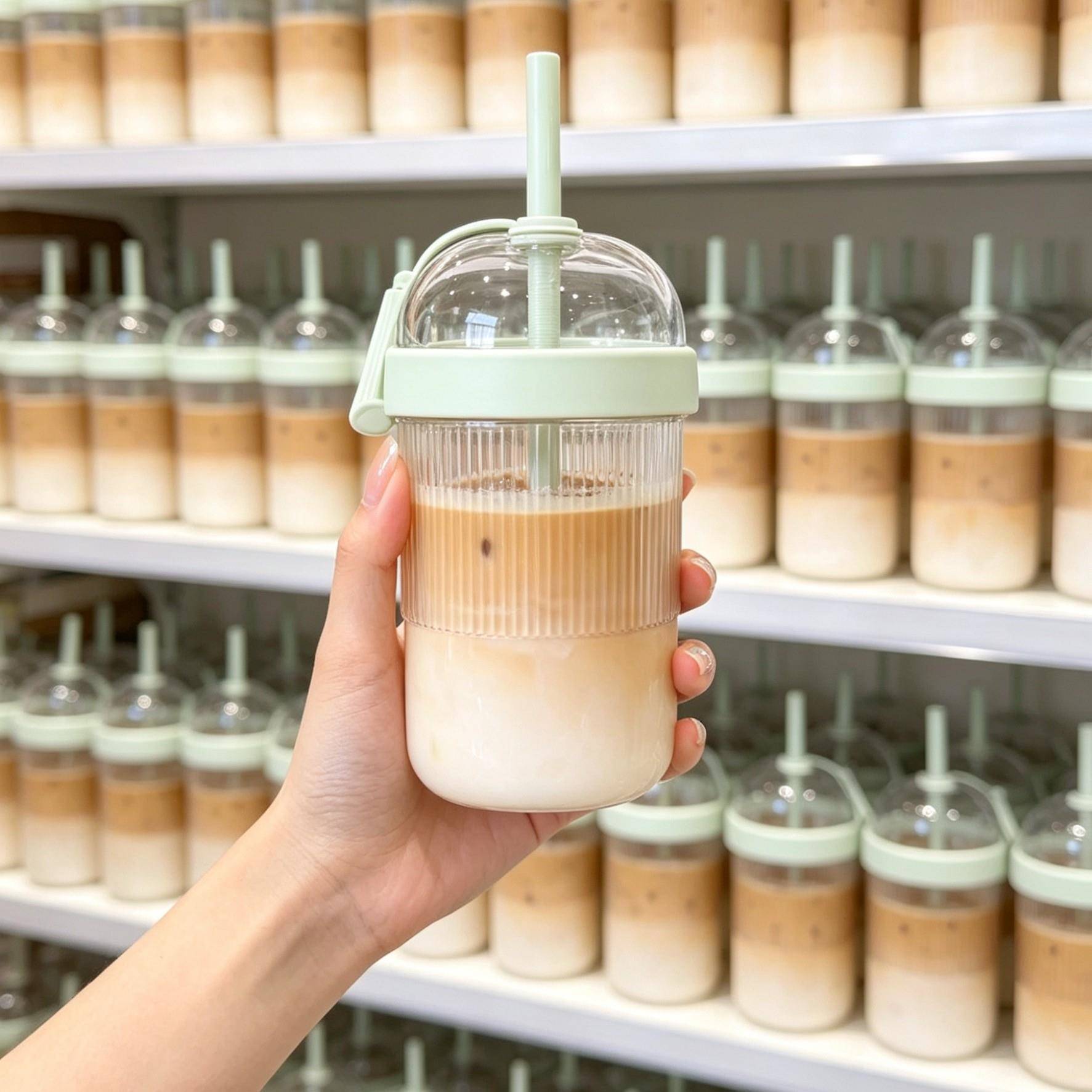 咖啡杯可携式外带大容量吸管杯女生高颜值食品级随行杯冷萃杯果汁图片