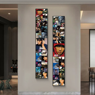 周杰伦装饰画jay专辑窄长条挂画ktv卧室玄关走廊摆件挂件墙面壁画