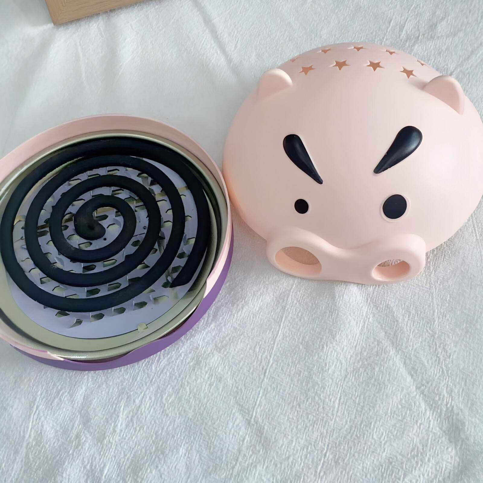 给猪气冒烟了!左卫门蚊香盒子带盖夏季室内家用创意小猪蚊香盘罩