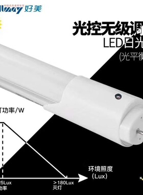 光平衡智能调光灯管 1.2M18WT8日光灯管 光控调光户外车棚照明