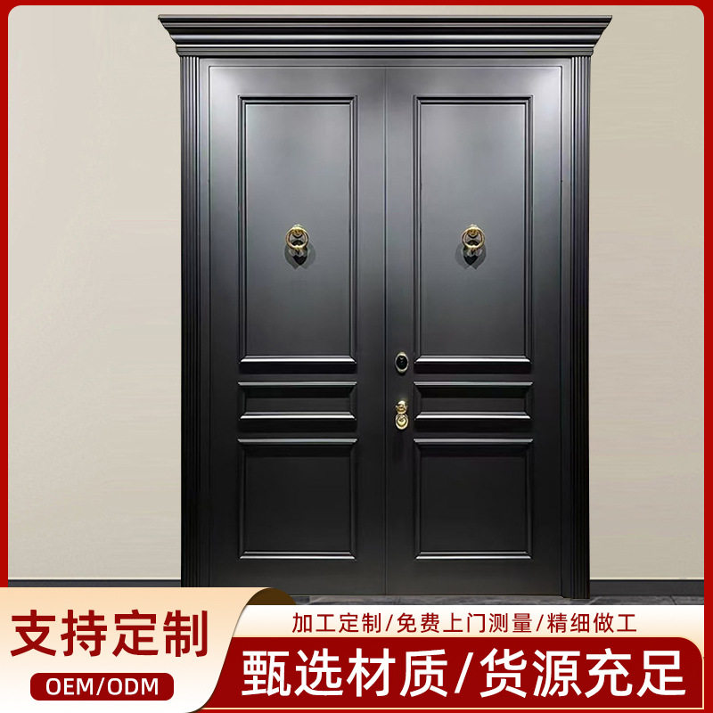 哇噢定制现代简约入户门精雕铸铝门别墅大门家用防盗门进户门