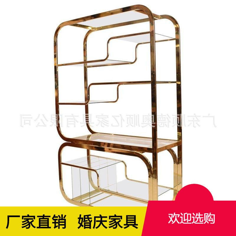 婚庆金色铁艺几何方框路引花架