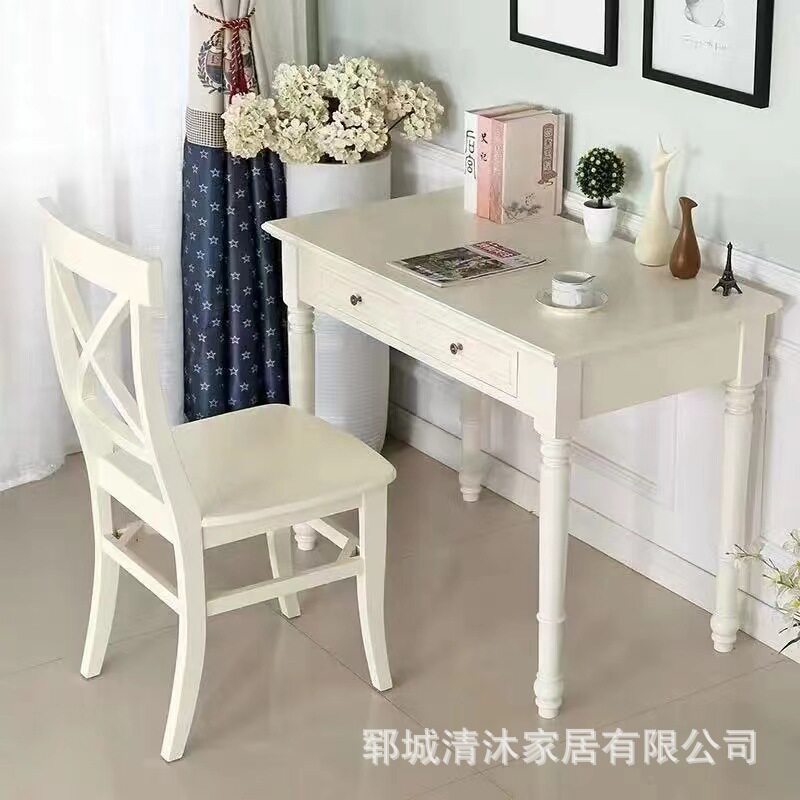 美式家居书房储物电脑桌小户型办公室简约复古办公桌实木写字台