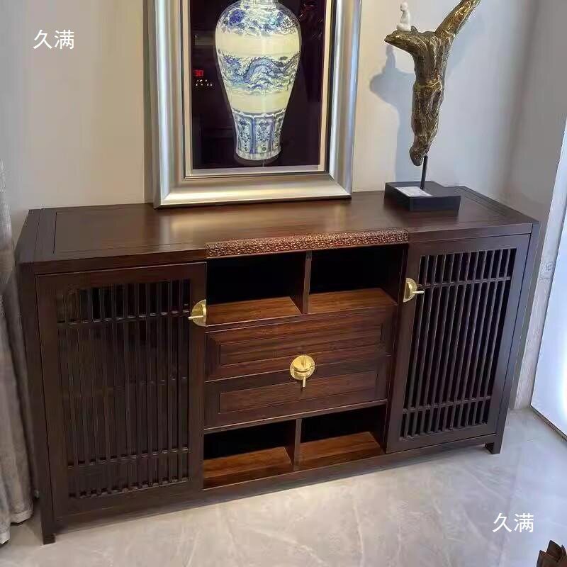 新中式乌金木实木储物柜