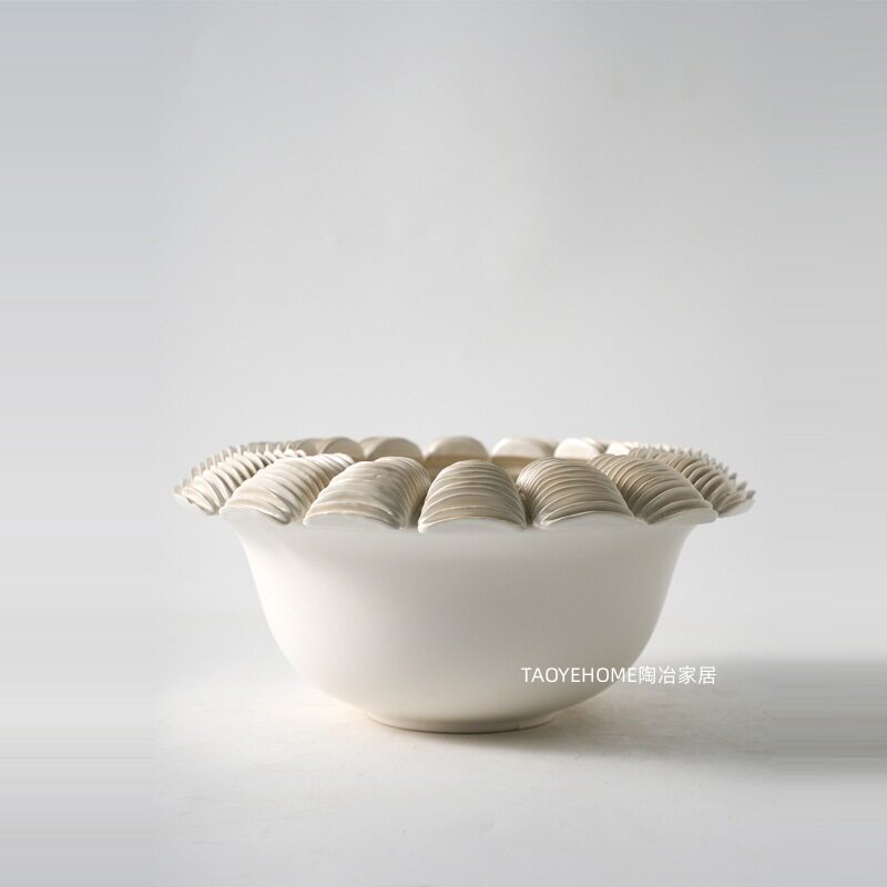 简约现代异形陶瓷花瓶客厅家居样板间艺术果盘插花器软装饰品摆件