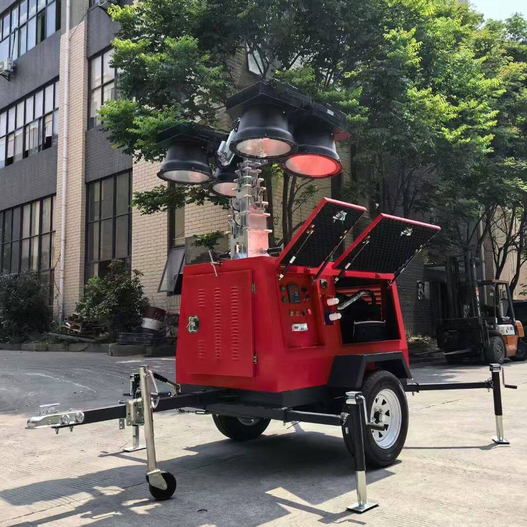 移动照明工作平台液压升降工作灯柴油发电拖挂式防汛应急照明灯塔