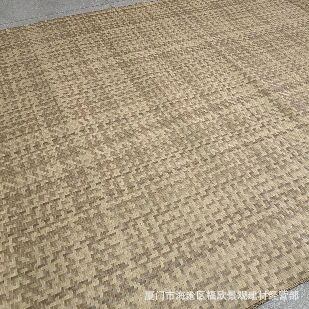 厂家批发山东青岛博物馆手工编织仿真装饰竹席防火防虫蛀吊顶竹席