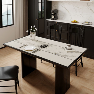 雾园山茶中式餐厅桌垫水墨黑白免洗防水防油防烫高级耐磨耐刮桌布