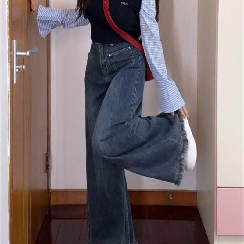 大码流苏毛边牛仔裤胖mm遮肉z显瘦高腰阔腿裤女垂感高级感直筒裤,女装/女士精品,大码裤装,淘宝优惠券,粉丝福利购,淘宝优惠卷