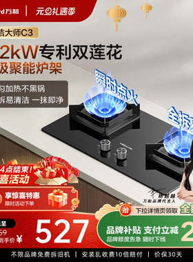 [品牌补贴]万和C3天然气液化气5.2KW猛火厨房家用燃气灶双灶灶具