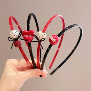 儿童红色波点碎发神器发箍小女孩可爱头箍带齿不勒头女童发卡头饰