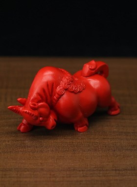 小号朱砂桌面小摆件生肖牛属相牛气冲天电脑桌装饰办公室牛本命年