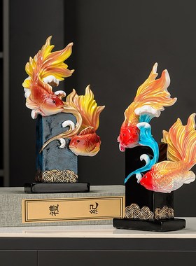 锦鲤鱼创意摆件 鱼缸造景搭配道具养鱼爱好者休息室办公桌装饰品