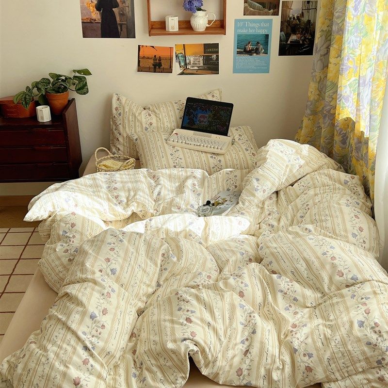 月亮睡了 蔓藤物语碎花清新全棉四件套田园床单被套宿舍纯棉床品