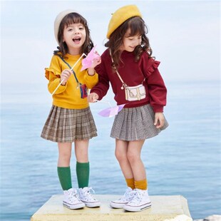 90-100码笛家女童卫衣春秋时尚洋气女宝宝加绒可爱卫衣