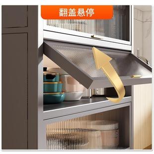 家用翻盖厨房置物架落地多层收纳柜子多功能碗餐边柜橱柜储物柜