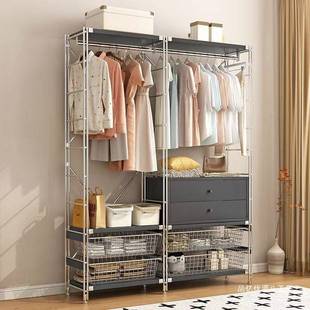 柜日式 衣玄钢关衣架不落HHL锈挂衣架地 组合落地衣帽架卧室开放式