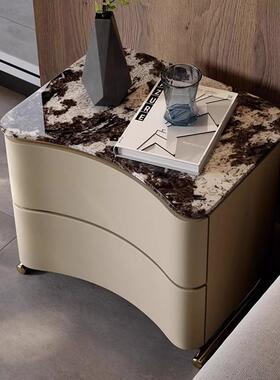 现代轻奢天然大理石意床头柜高端极用设计卧室家床头柜式简GXW床