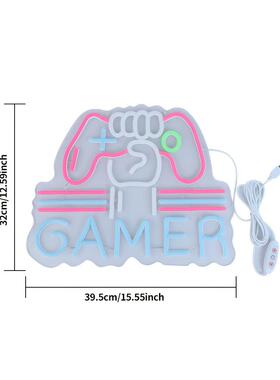 LE造D发光字霓虹灯牌game电灯竞VND房氛r围字母装饰型灯可调光