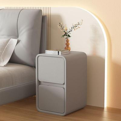 奶油风床头柜简床约现OJN代实皮质边柜小超窄20c型m极木简迷你收