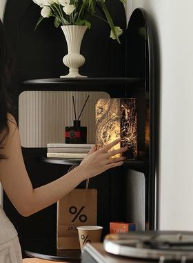 中复古实木墙转柜藤编屏风隔断角拐角法式客厅三玄关波尔置CEA物