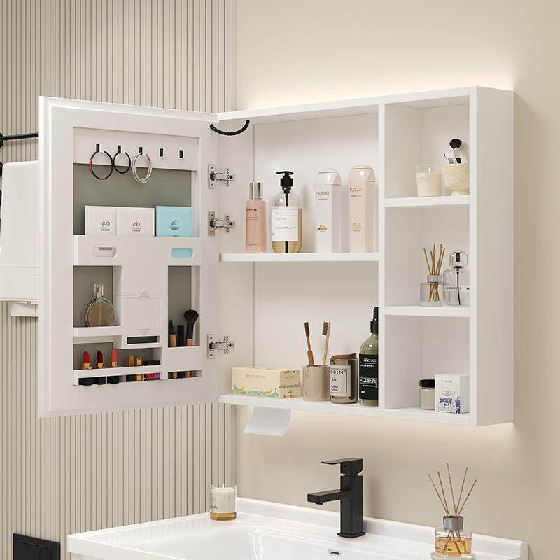 智能浴室镜单405独柜加厚空铝挂墙式洗漱台太妆带美收纳架镜子抽
