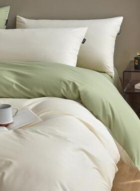 春季纯棉床被套件家用人全棉被KNO罩简约纯单色双宿舍被套单买上