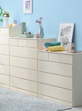 玄奶油风斗柜实白色斗柜木斗柜卧室屉储物收纳色经济五斗抽橱关法